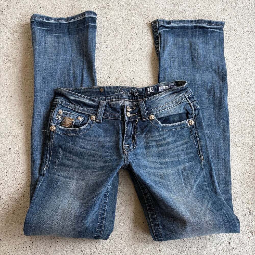 Miss Me LowRise Bootcut Double Button Blue Jeans Size 28